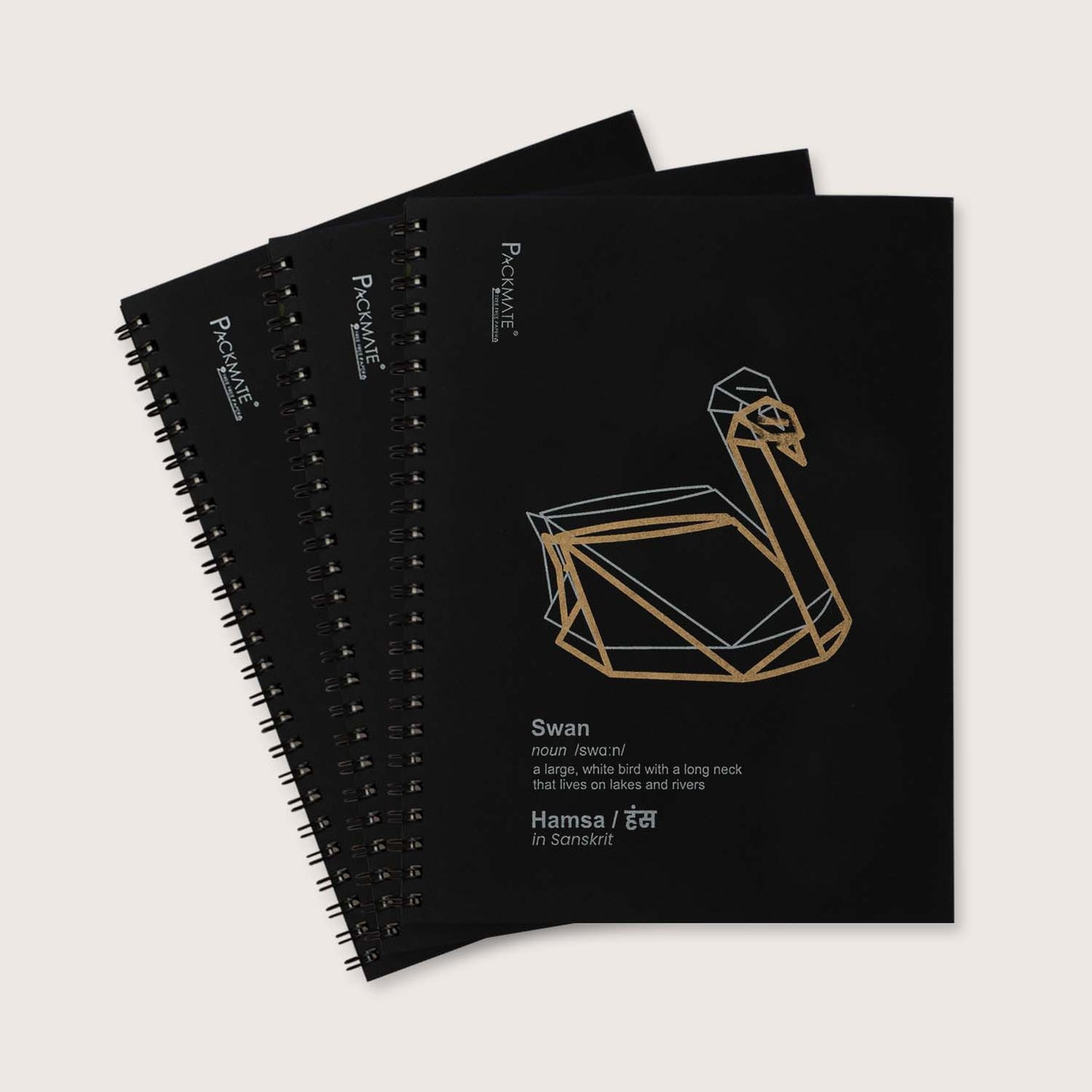 Pack of 3 black spiral notebook