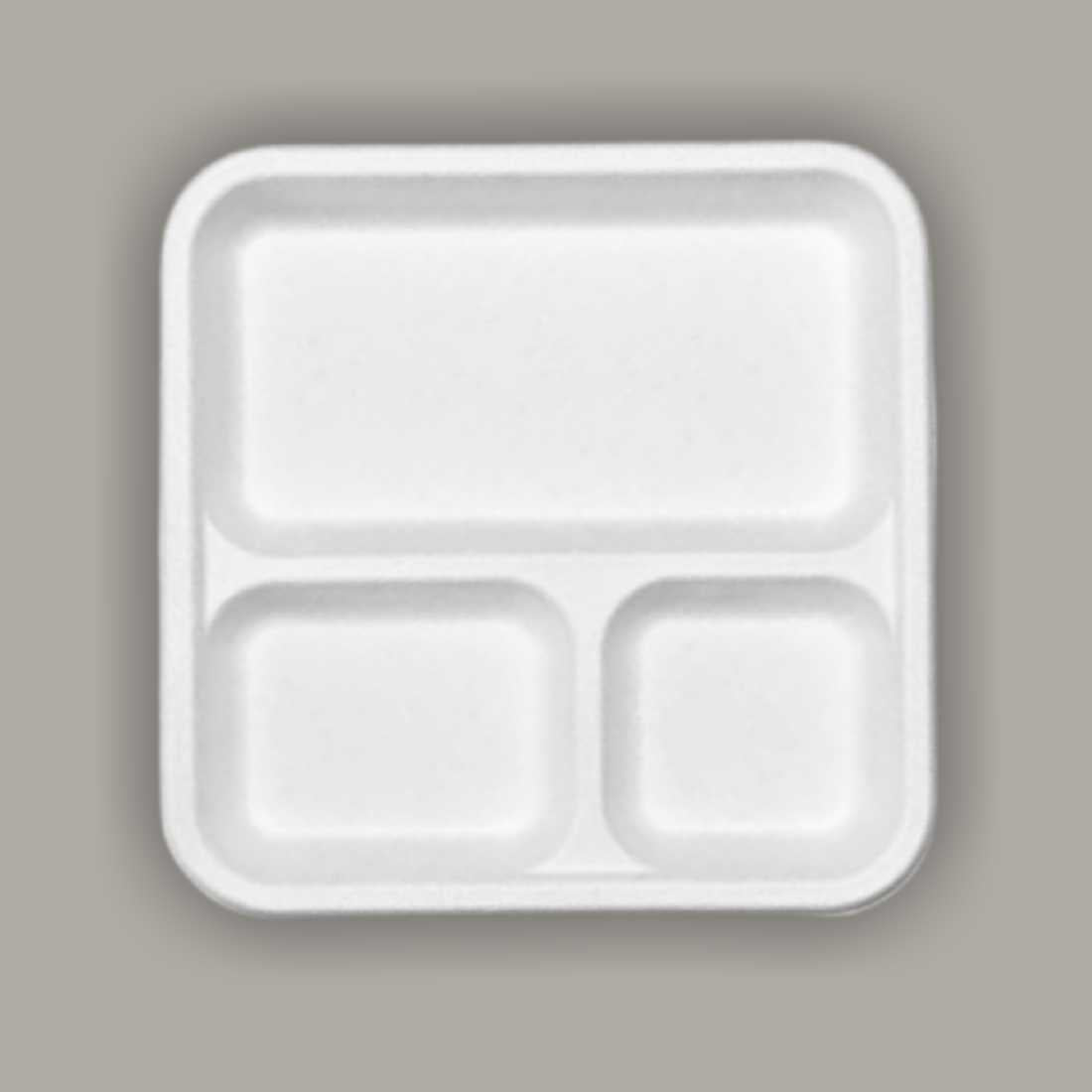 Packmate 9-Inch 3-Compartment Compostable Disposable Tableware Plates | Eco-Friendly | Pack of 25
