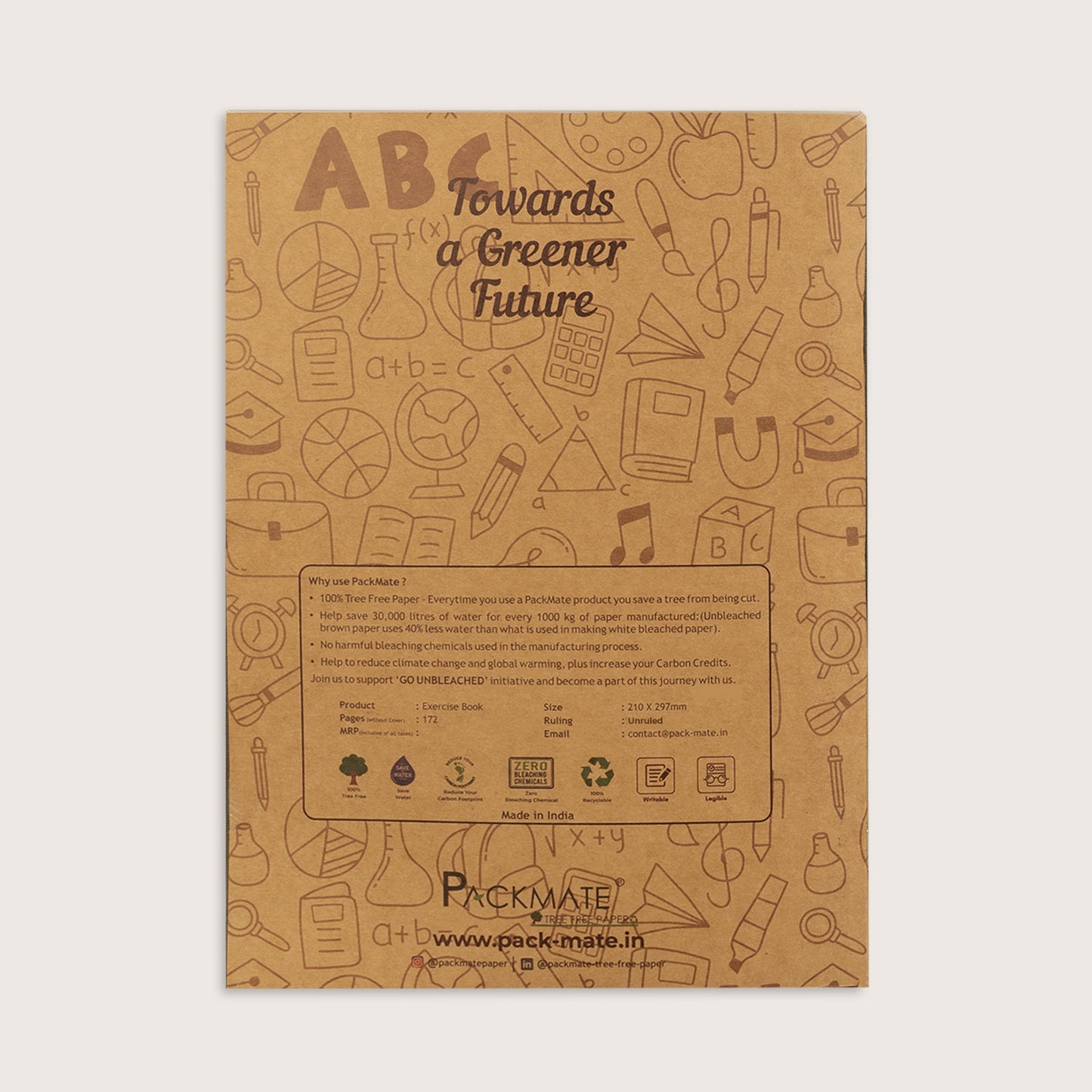 Packmate A4 Exercise Book - Unruled (Pack of 3) Made From 100% Recycled Paper