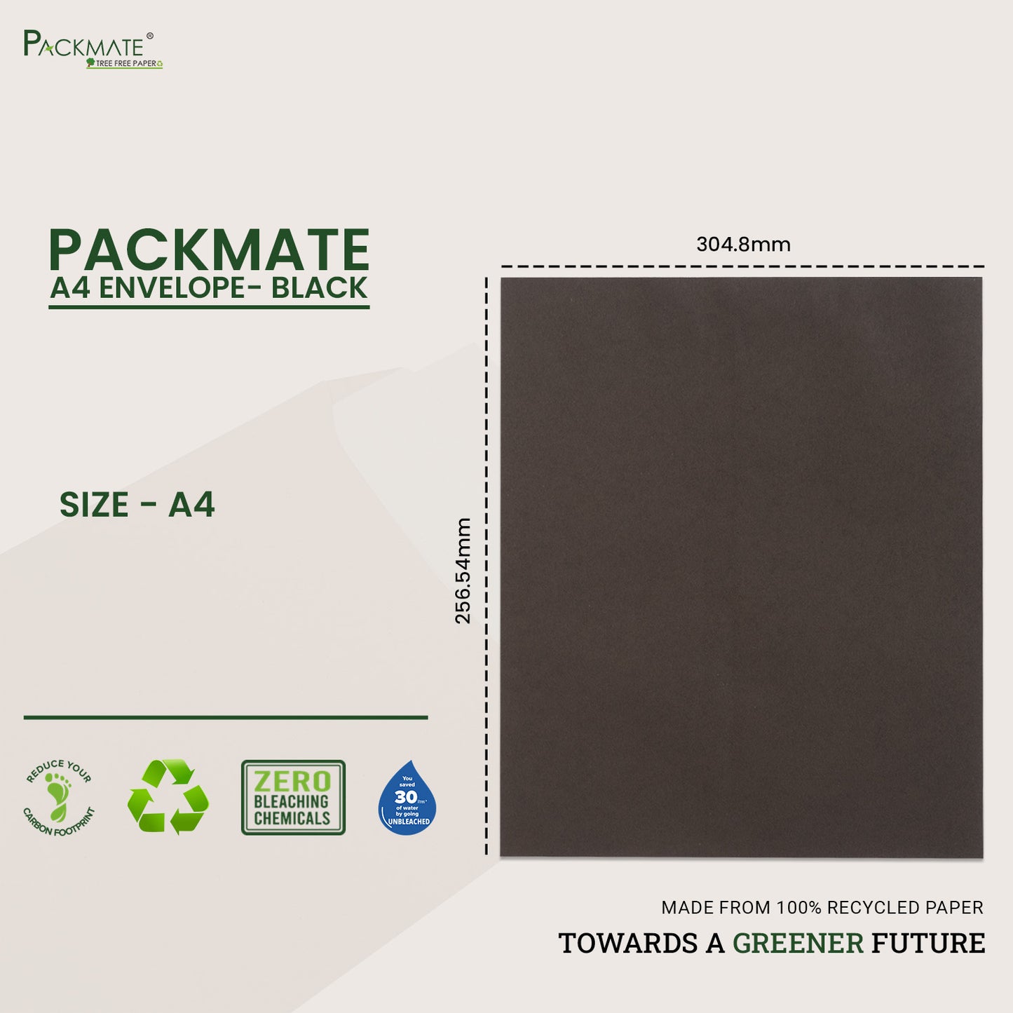 Packmate Black A4 Envelope | Made From 100% Recycled Paper
