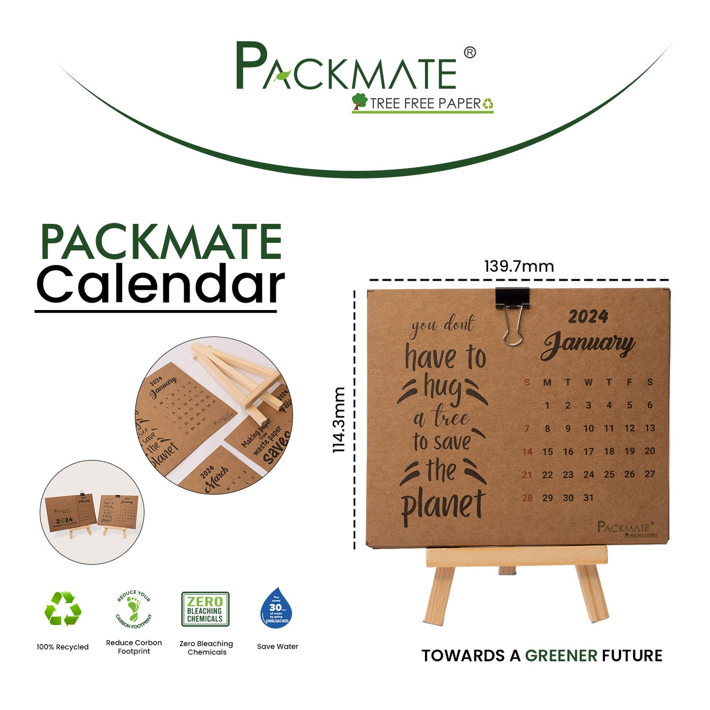 Packmate Calendar (Pack of 2)  Made From 100% Recycled Paper