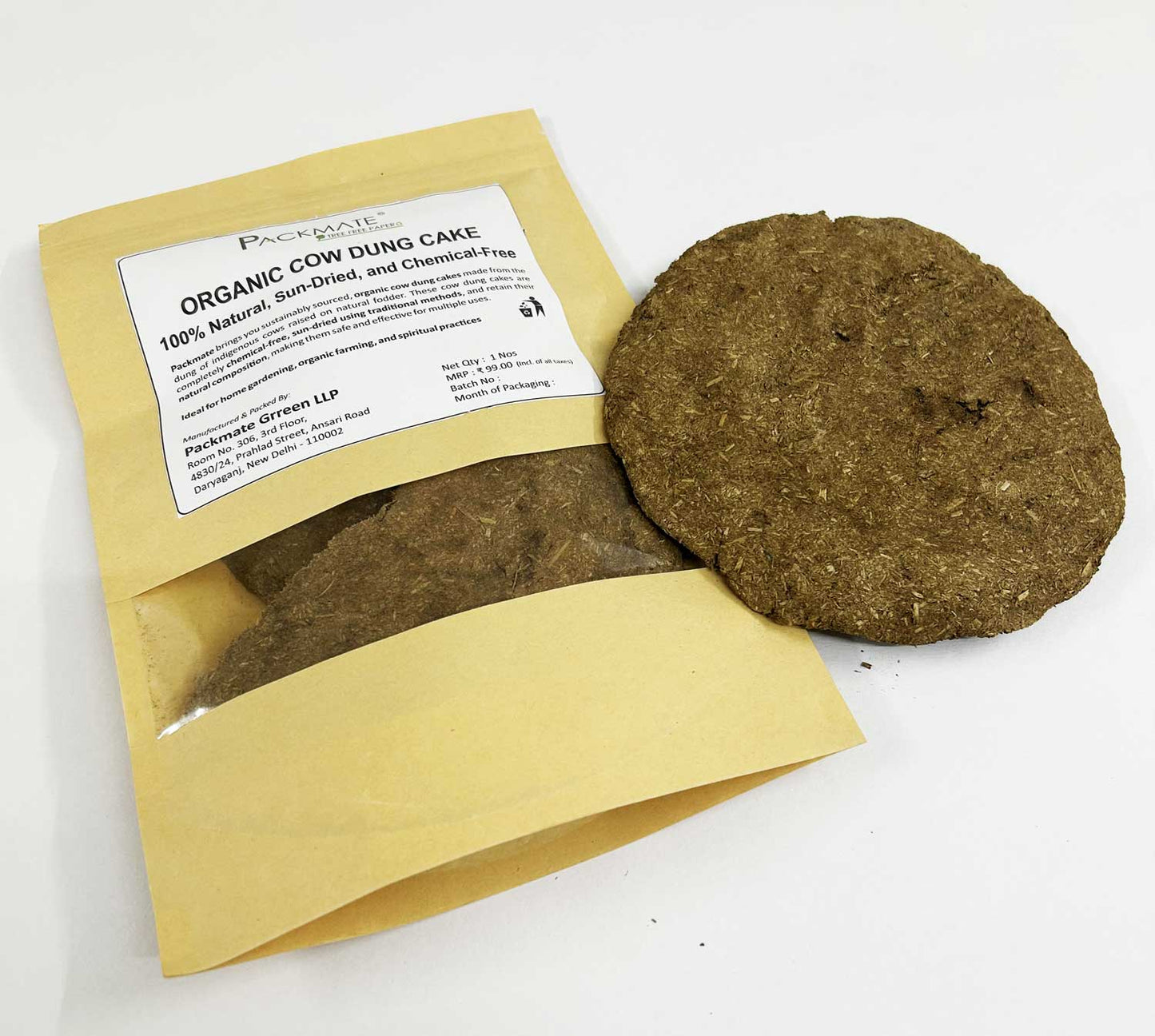 Packmate Organic Cow Dung Cake – 100% Natural & Sun-Dried
