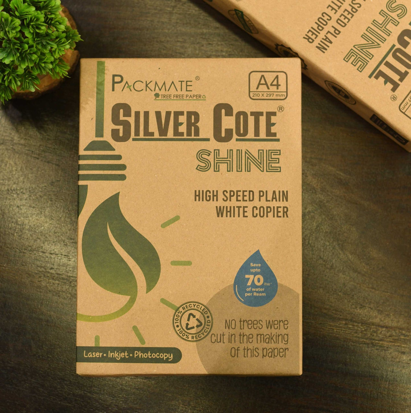 Packmate Silvercote Shine White A4 Copier, 500 Sheets  |  Made From 100% Recycled Paper