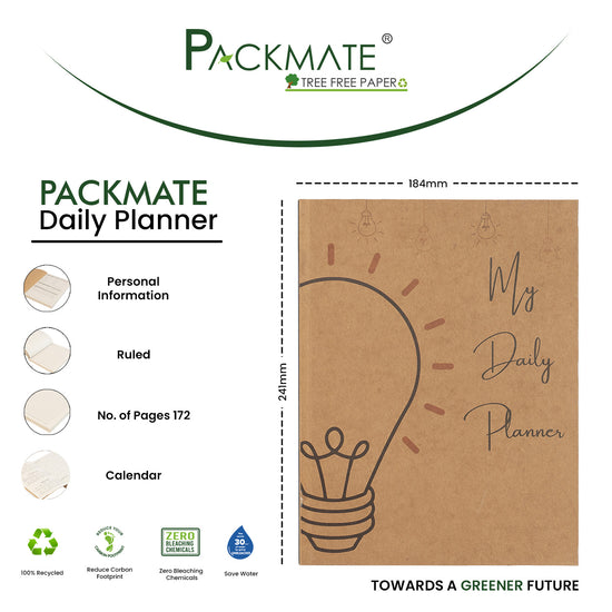 Packmate Diary with Calender and Month Planner (Pack of 2)  Made From 100% Recycled Paper