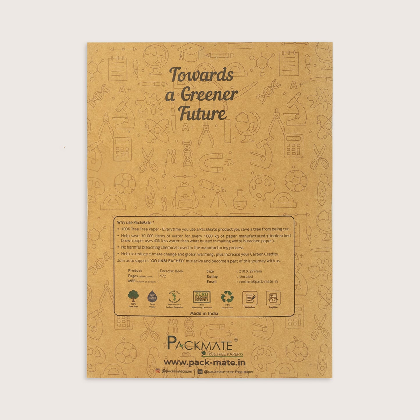 Packmate A4 Exercise Book - Unruled (Pack of 3) Made From 100% Recycled Paper