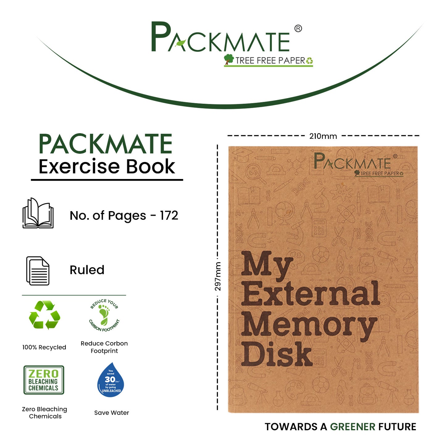 Packmate A4 Exercise Book -  Ruled | Made From 100% Recycled Paper