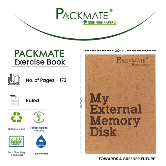 Packmate A4 Exercise Book (Pack of 3)  Made From 100% Recycled Paper