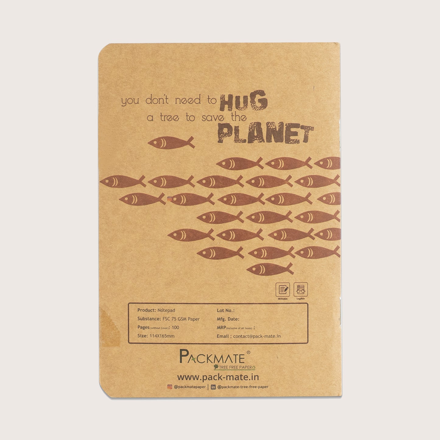 Packmate Unruled Notepad (Pack of 5)  Made From 100% Recycled Paper