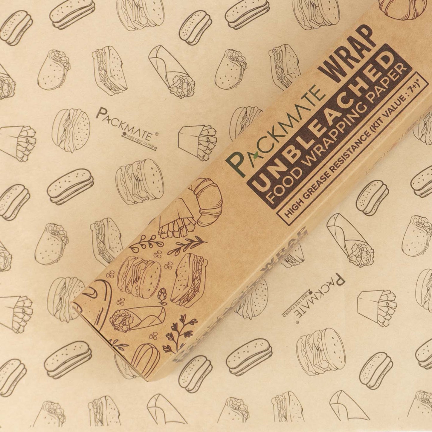 Packmate Wrap - Greaseproof Food Wraping Paper Combo (1 Brown + 1 White), 21 (15+6) Meter Roll