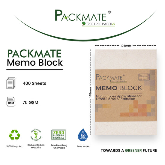 Packmate Memo Block (Pack of 5)  Made From 100% Recycled Paper