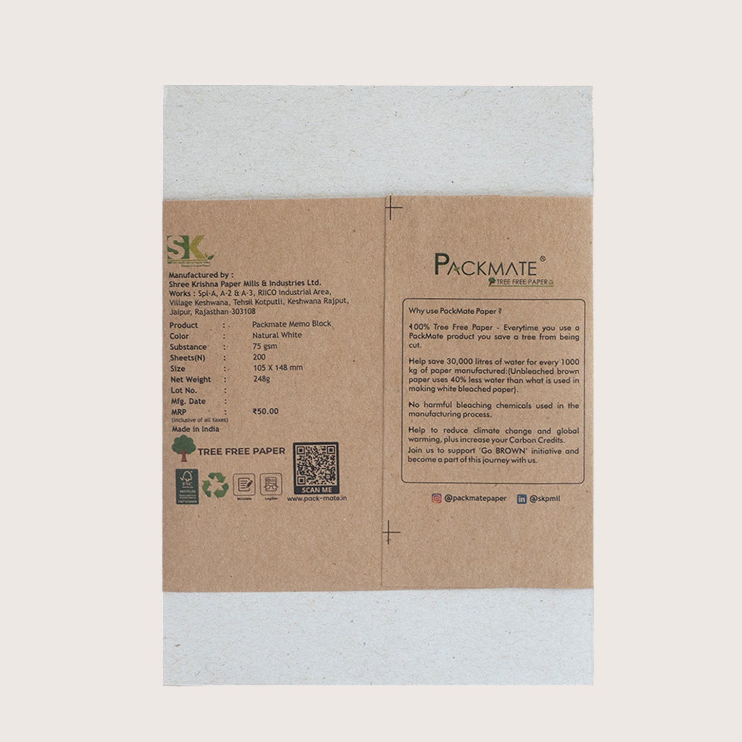 Packmate Memo Block (Pack of 5)  Made From 100% Recycled Paper