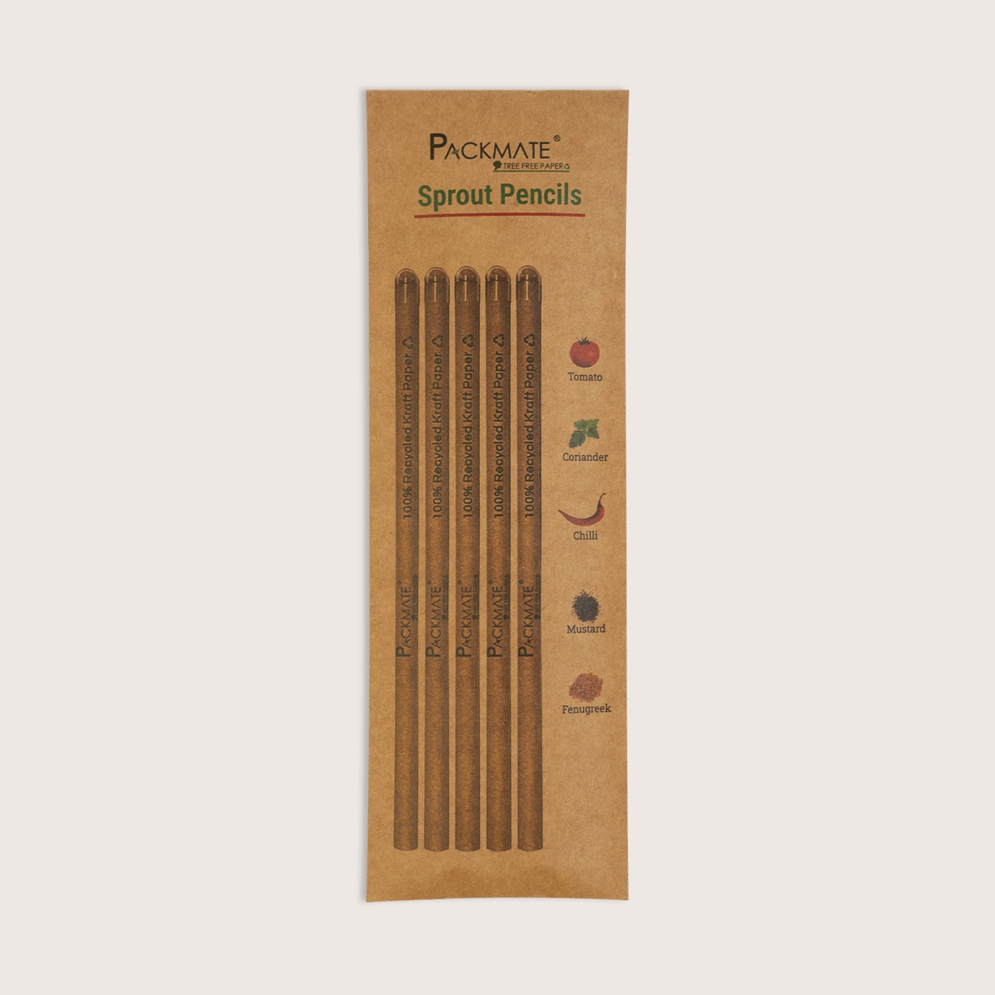 Packmate Plantable Seed Pencil |Set of 5 Pencil (Pack of 3)  Made From 100% Recycled Paper