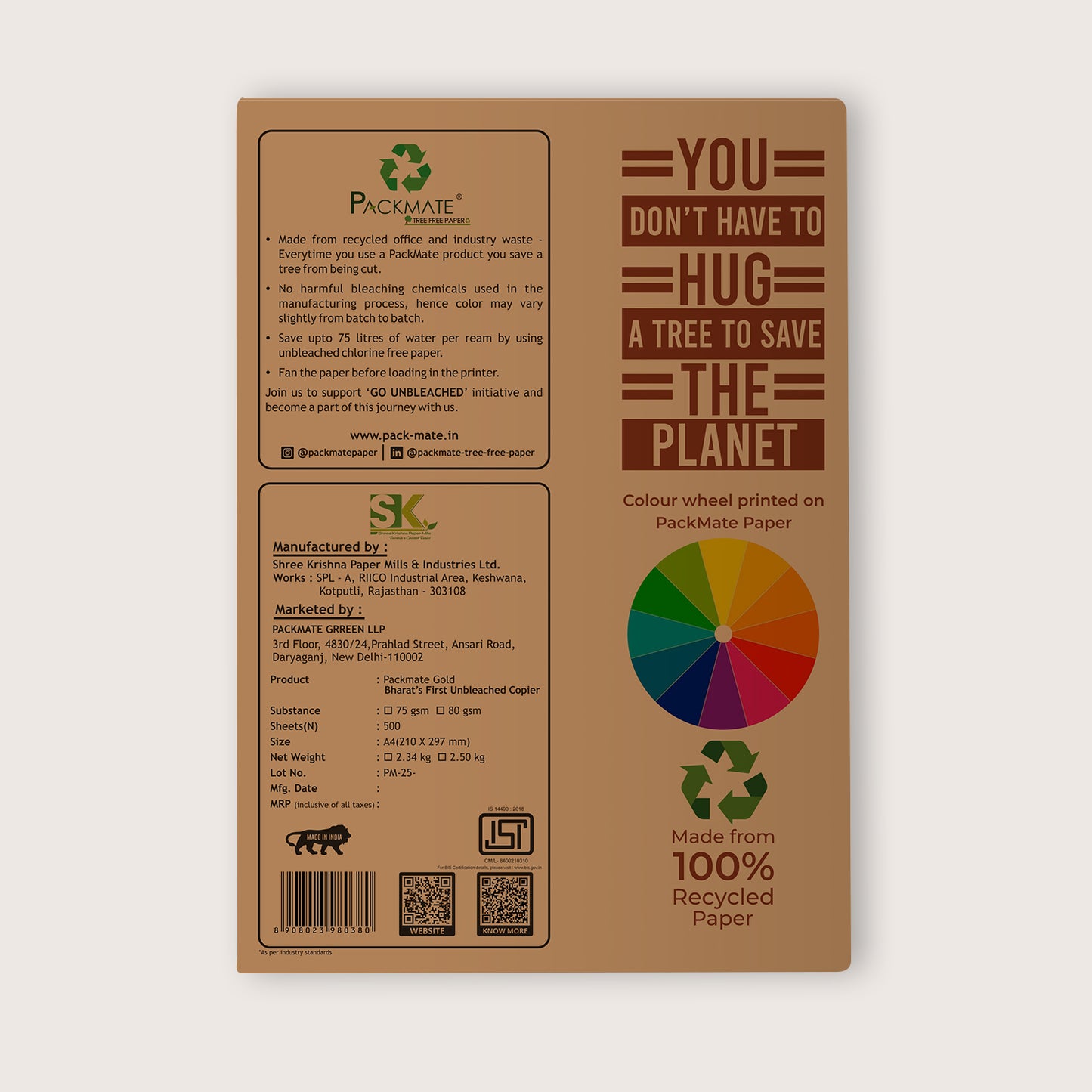 Packmate Gold Copier - A5, 1 Ream, 500 Sheet (Pack of 2) (Not Bright White)  Made From 100% Recycled Paper