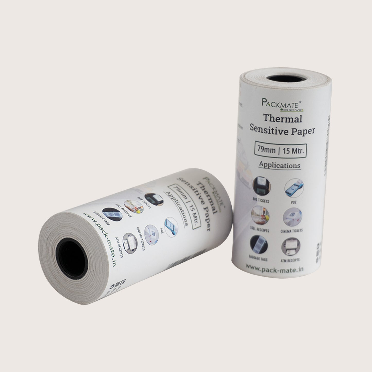 Packmate Thermal paper Roll | 79mm x 15mtr | Pack of 10 Roll