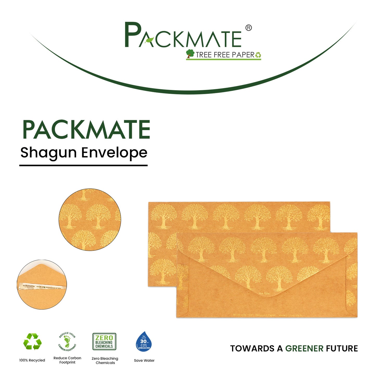 Packmate Shagun Envelope (Pack of 25)  Made From 100% Recycled Paper
