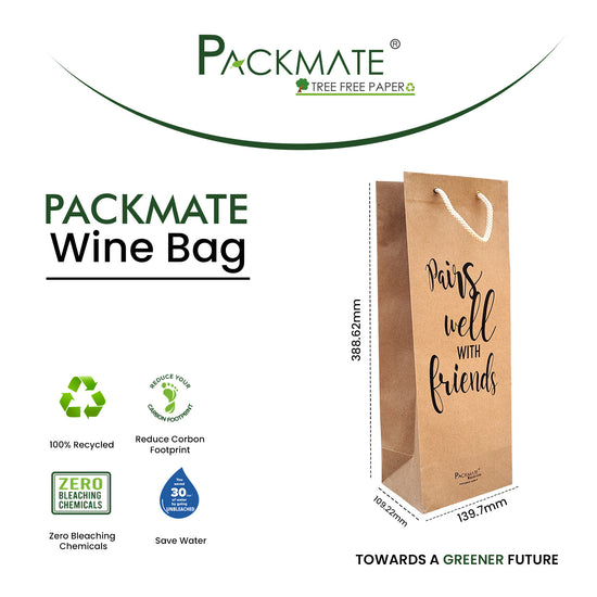 Packmate Wine Bag (Pack of 5)  Made From 100% Recycled Paper