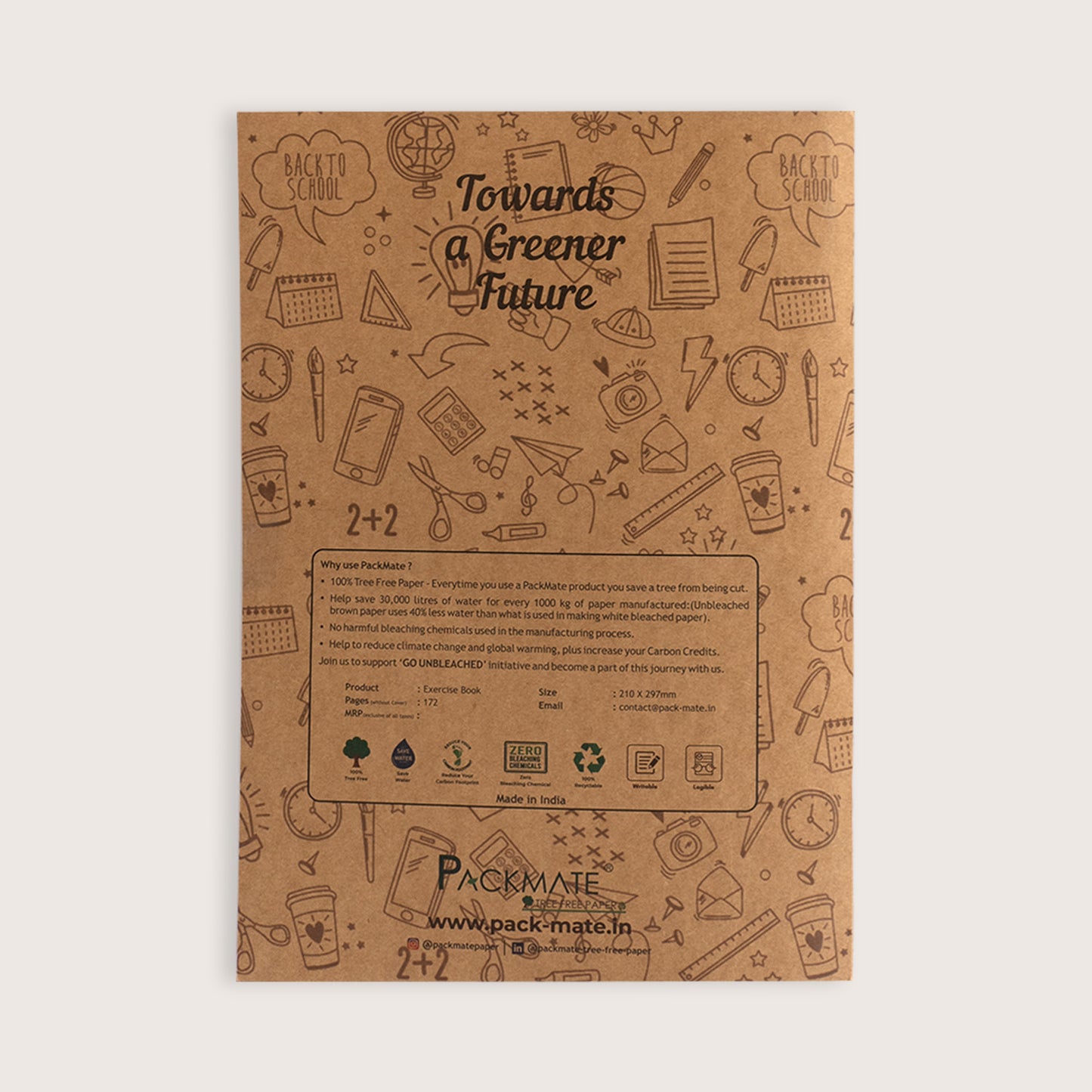 Packmate A4 Exercise Book -  Unruled (Pack of 3)  Made From 100% Recycled Paper