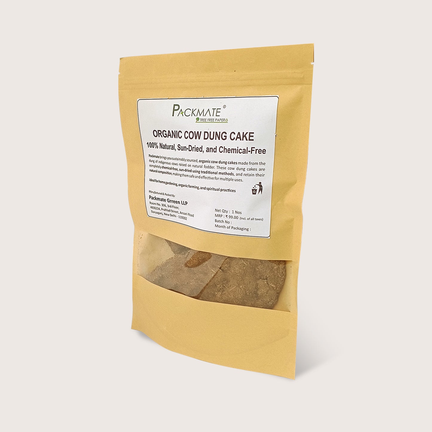 Packmate Organic Cow Dung Cake – 100% Natural & Sun-Dried