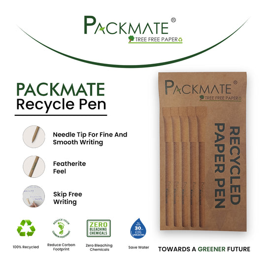 Packmate Recycled Paper Pens (Pack of 5)  Made From 100% Recycled Paper
