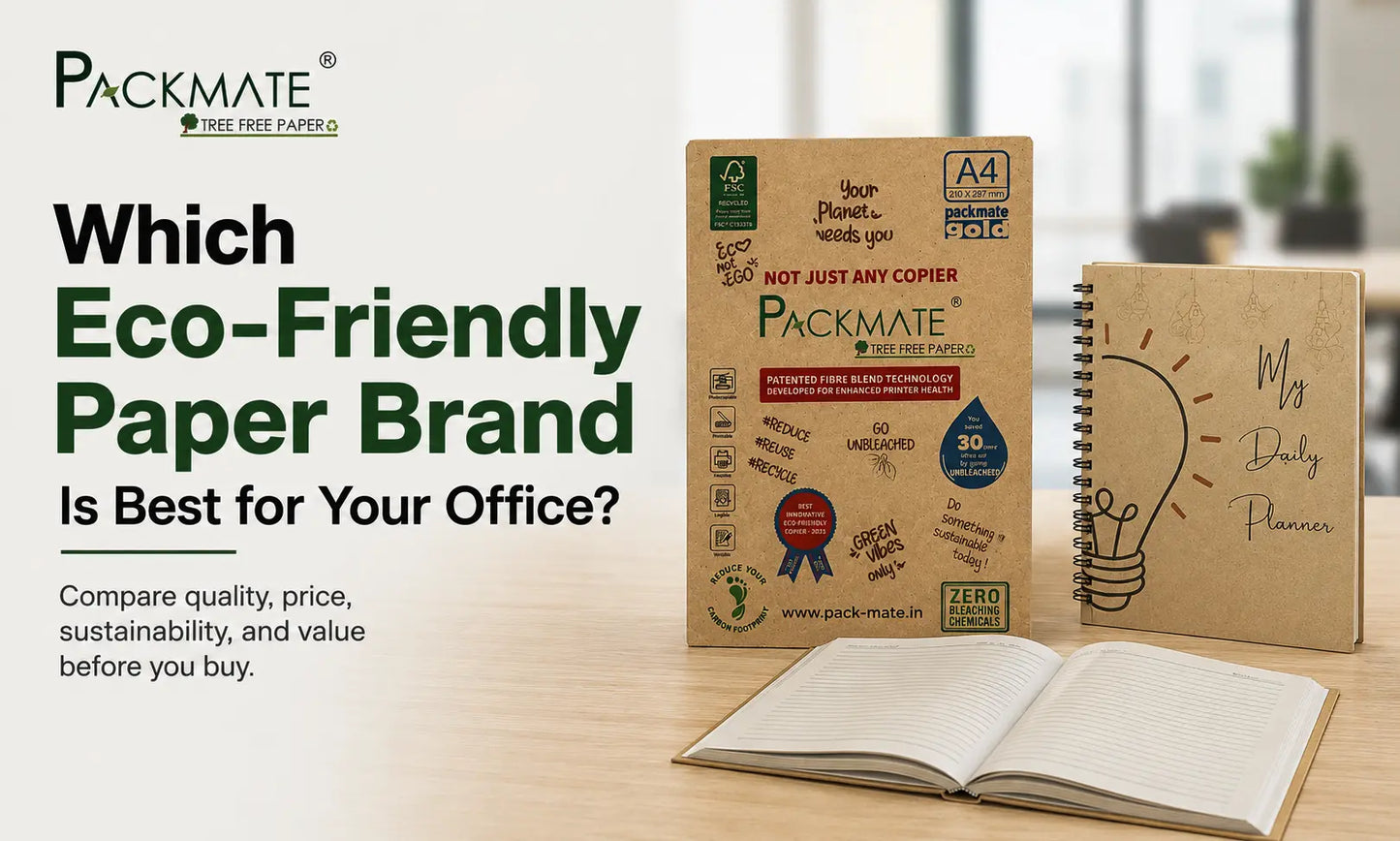 Which eco Friendly Paper Brand is best for your office? Packmate tree free paper and sustainable office stationary products