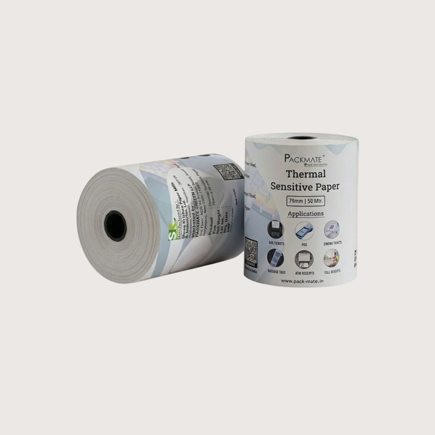 Packmate Thermal paper Roll | 79mm x 50mtr | Pack of 10 Roll