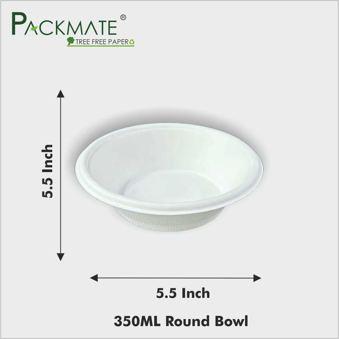 Packmate 350ML Round Disposable Tableware Bowl | Eco-Friendly | Pack of 50