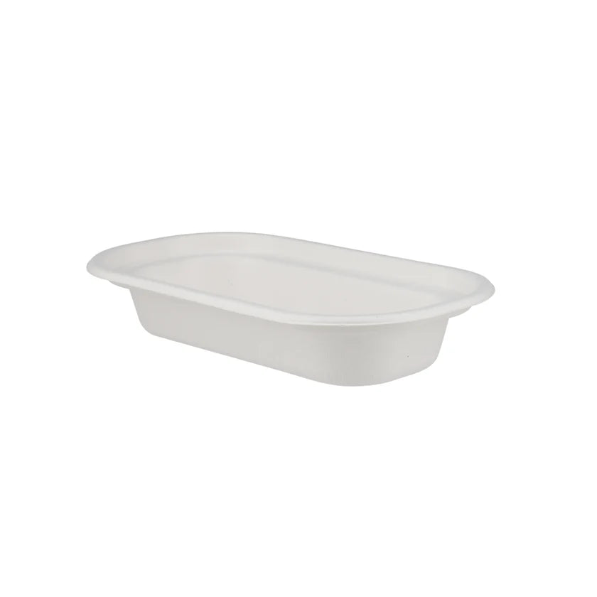 Packmate Biodegradable (450 ml ) Oval Container Base Only - Natural Disposable | Eco-Friendly & Compostable