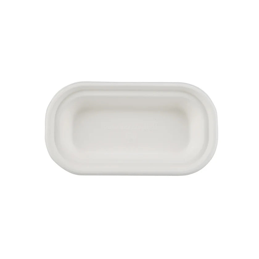 Packmate Biodegradable (450 ml ) Oval Container Base Only - Natural Disposable | Eco-Friendly & Compostable