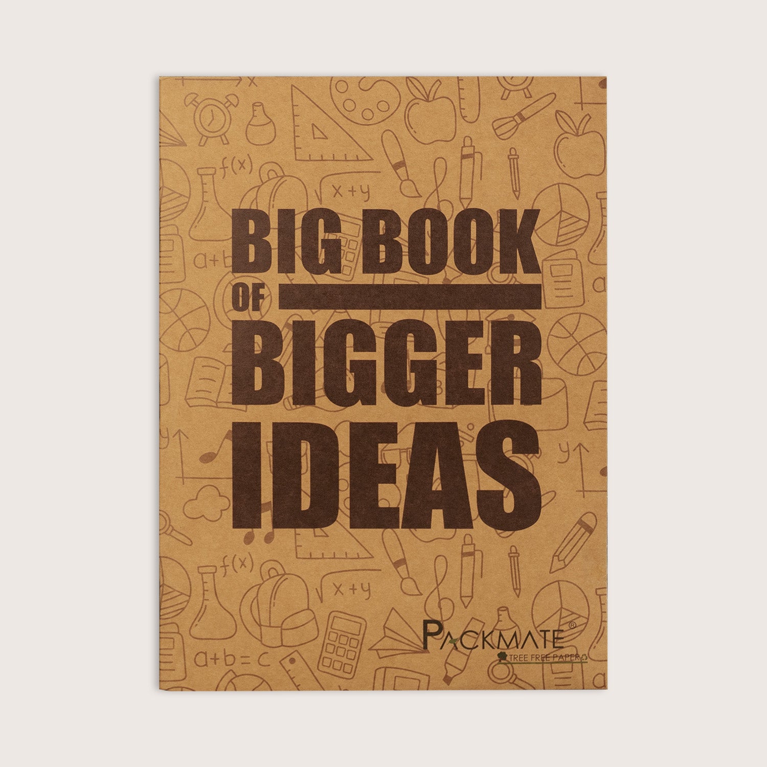 Tree-free brown paper notebook with Big Book of Bigger Ideas design for students and professionals