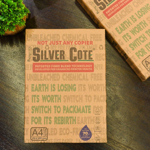 Packmate Silvercote A4 Printer Paper - 500 Sheets  (Not Bright White) | Premium paper made of 100% recycled materials | Ideal A4 paper ream for eco-friendly printing!