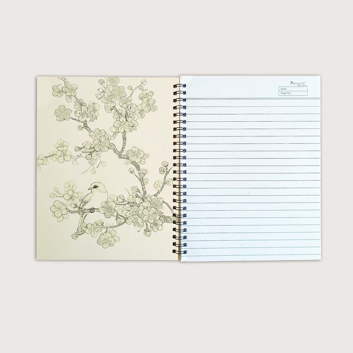 Packmate Cherry Blossoms Wiro Book | 100 Pages | Ruled Made of 100% Recycled Paper