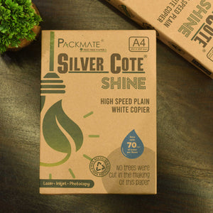 Packmate Silvercote Shine White A4 Copier- 500 Sheets |  Made of 100% Recycled Paper