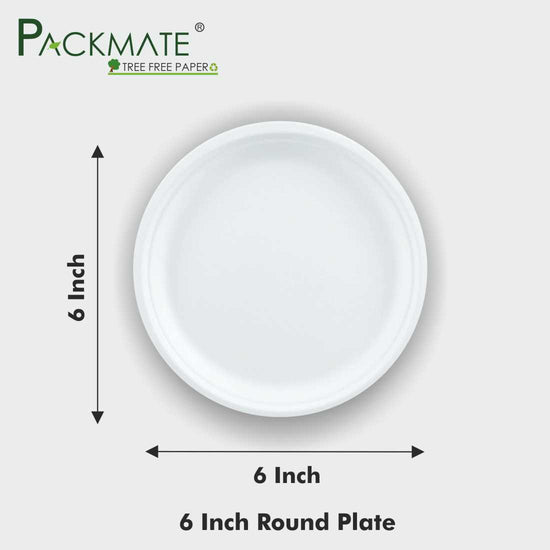 Packmate 6-Inch Round Disposable Tableware Plates | Eco-Friendly | Pack of 50