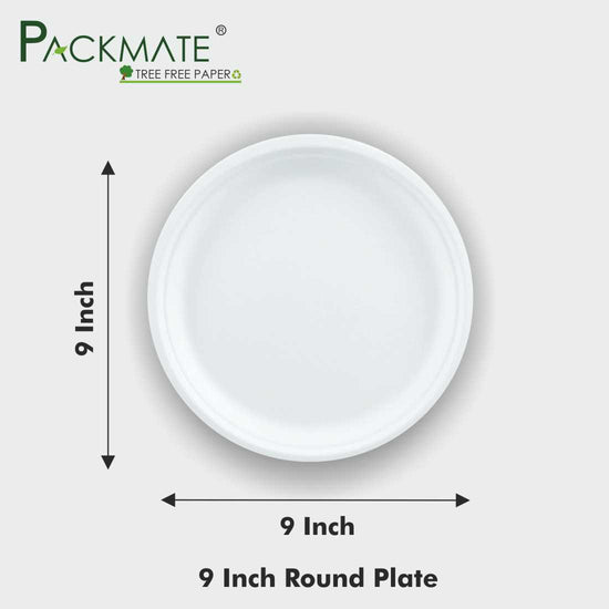 Packmate 9 Inch Bagasse Round Plate (Pack of 25)