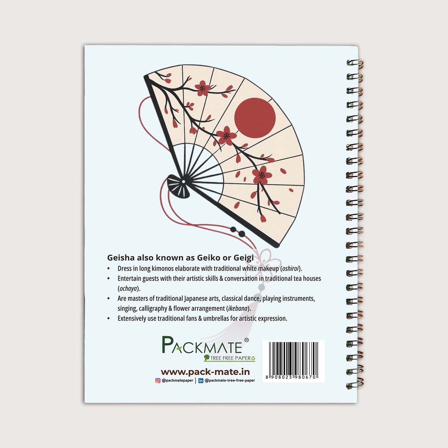 Packmate Geisha Wiro Book | 100 Pages | Ruled Made of 100% Recycled Paper