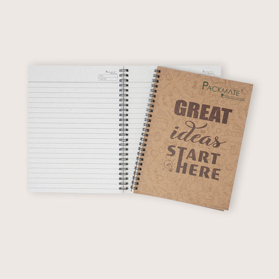 Packmate Spiral Notebook - (Pack of 5)  Made From 100% Recycled Paper