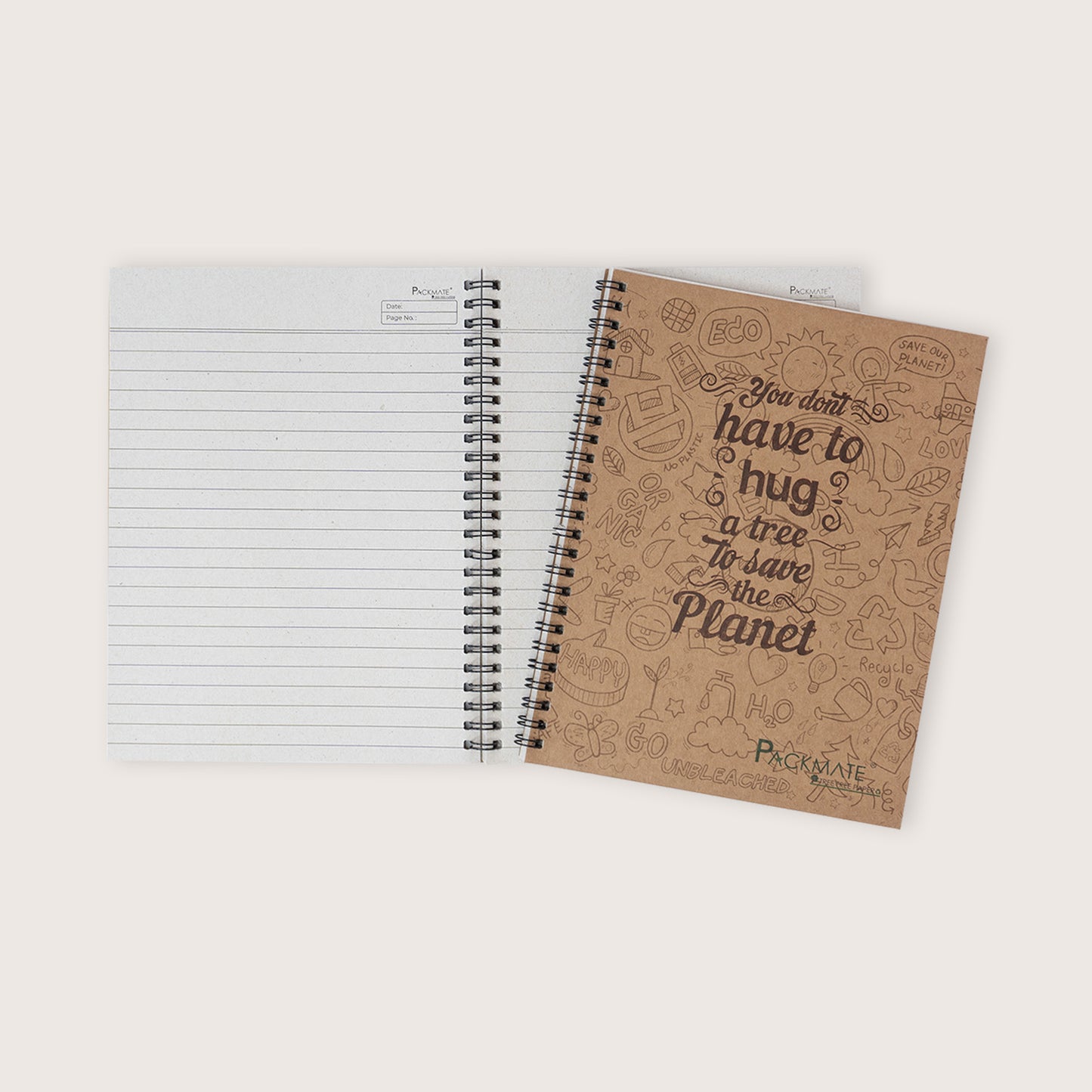 Packmate Spiral Notebook - (Pack of 5)  Made From 100% Recycled Paper