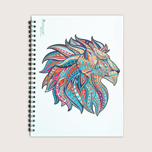 Packmate Zentangle Art Spiral Notebook (Lion Design) - Ruled Made of 100% Recycled Paper