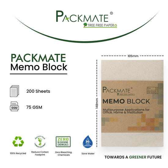 Packmate Memo Block (Pack of 5)  Made From 100% Recycled Paper