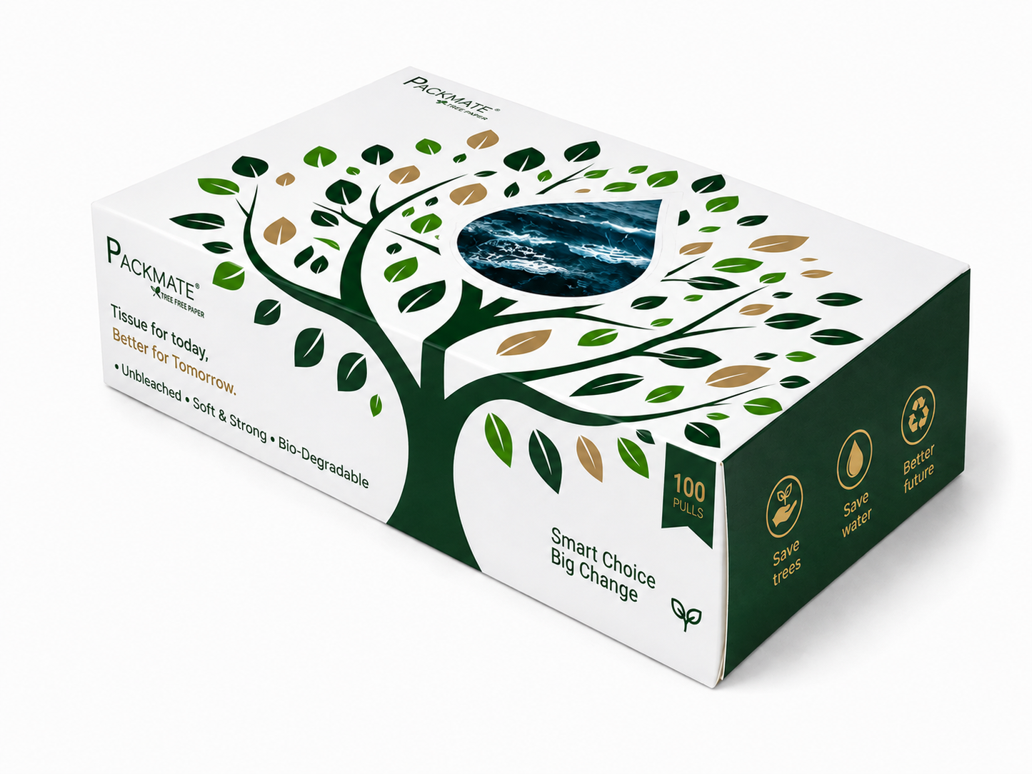 Packmate Unbleached Tissue Paper Box – 100 Pulls