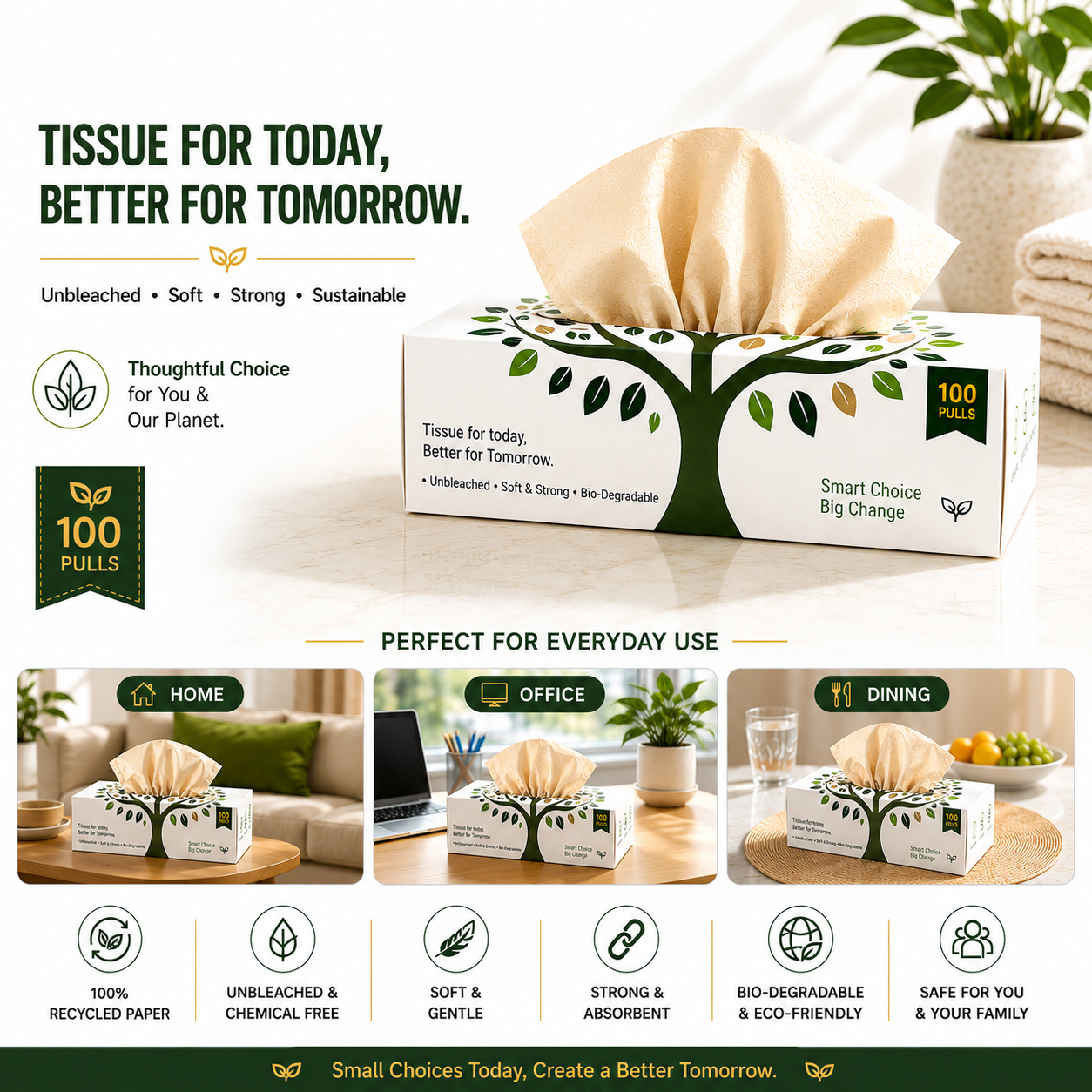 Packmate Unbleached Tissue Paper Box – 100 Pulls