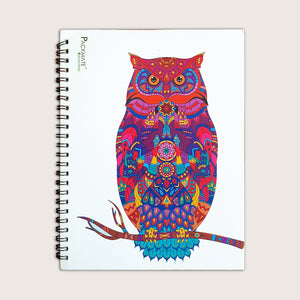Packmate Zentangle Art Spiral Notebook (Owl Design) - Ruled Made of 100% Recycled Paper