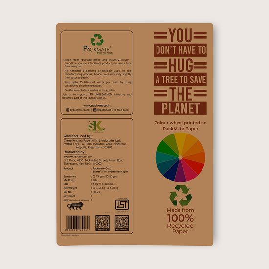 Packmate Gold Copier - A3, 1 Ream, 500 Sheet (Not Bright White) |  Made From 100% Recycled Paper