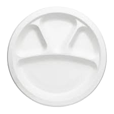 Packmate 11 Inch 4 Compartment Bagasse (3CP) Round Plate (Pack of 25)
