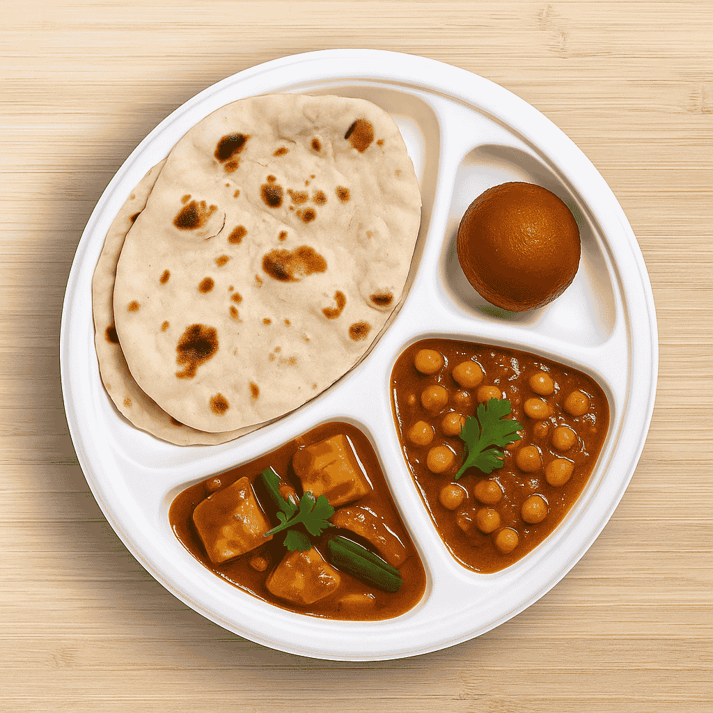 Packmate 11 Inch 4 Compartment Bagasse (3CP) Round Plate (Pack of 25)