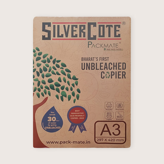 Packmate Silvercote Copier - A3, 1 Ream, 500 Sheet |  Made From 100% Recycled Paper