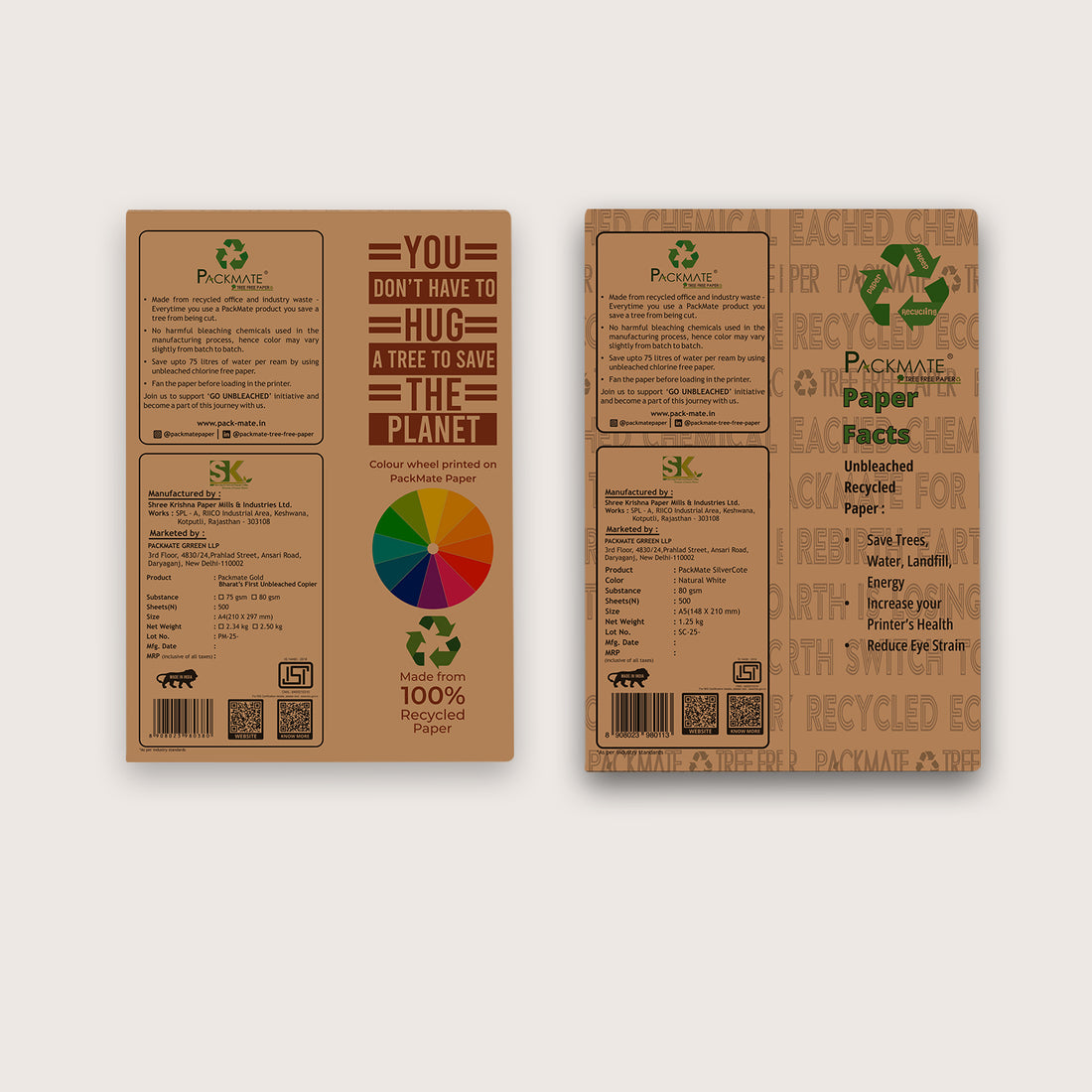 Packmate A5 Copier Combo (1 Silvercote + 1 Gold)  Made From 100% Recycled Paper