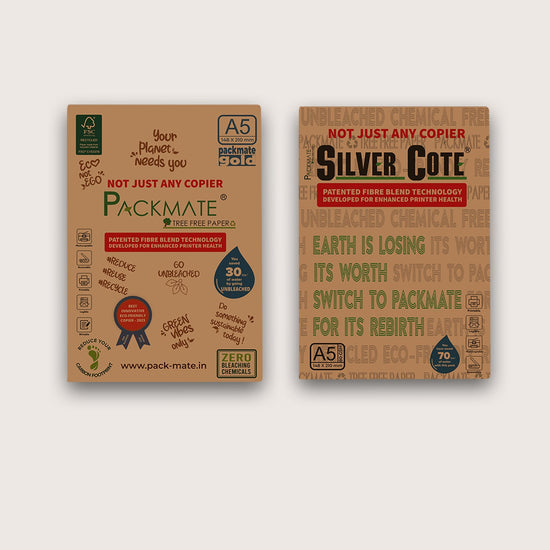 Packmate A5 Copier Combo (1 Silvercote + 1 Gold)  Made From 100% Recycled Paper