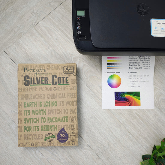 Packmate Silvercote A4 Printer Paper (500 Sheets) | High-quality paper made from 100% recycled materials | Ideal A4 paper ream for eco-friendly printing!