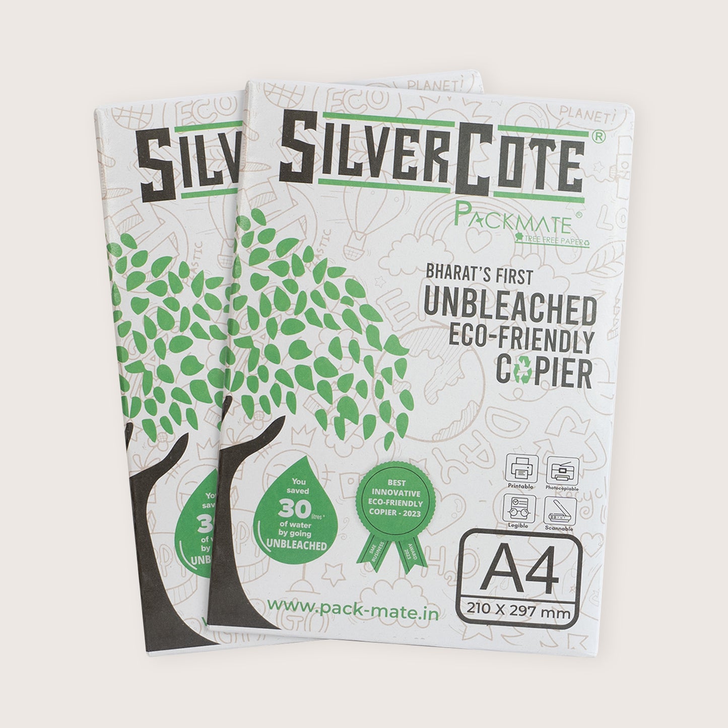 Packmate Silvercote A4 Copier, 500 Sheets |  Made From 100% Recycled Paper